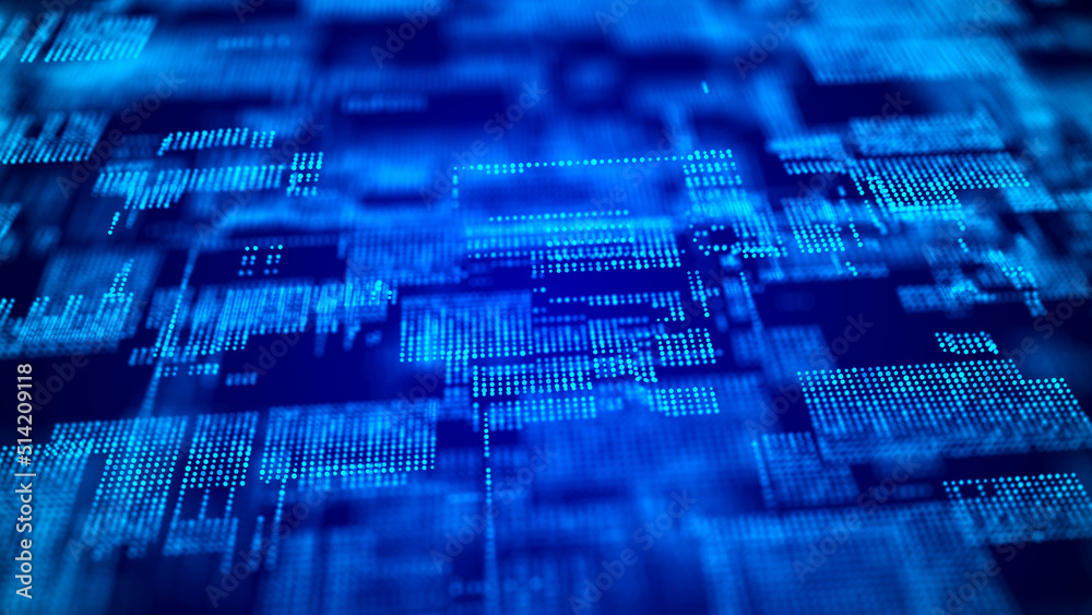 Poster abstract digital background science technology networks big data link 3d rendering.