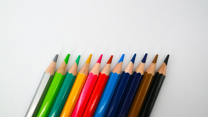 color pencils isolated on a white background