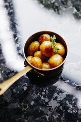 delicious new potatoes in a pan