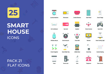 Smart house Flat Icons Collection. Set contains such smart plug, switch, smart home, Icons as  and more.