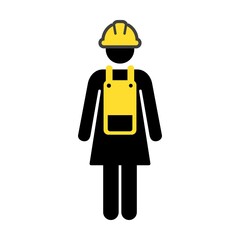 Contractor icon vector male worker person profile avatar with hardhat helmet in glyph pictogram illustration