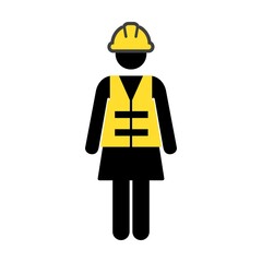 Operator worker icon vector female Construction service person profile avatar with hardhat helmet in glyph pictogram illustration