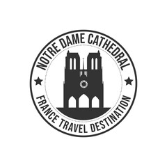 Badge rubber stamp Notre dame cathedral travel destination