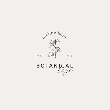 Hand Drawn Floral Logo. Line art Modern Logo Botanical Template for Florist, Photographer, Fashion Blogger, Boutique, Interior Design. Luxury Branding Identity. Floral minimal logo