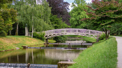 Fototapeta na wymiar Metal bridge in the park, Baden-Baden, Germany