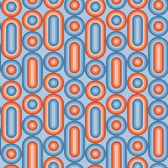 Vintage oval and circles geometry seamless pattern