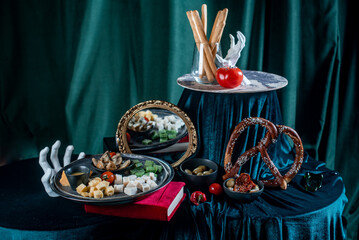 snack table with decor