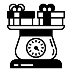 gift box icon on a scale on a transparent background