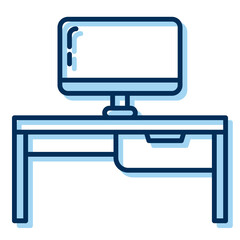 simple work desk icon on transparent background