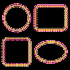 Decorative borders from abstract colorful zigzag stripes