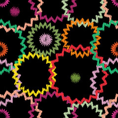 Seamless background of scribble abstract colorful round design elements