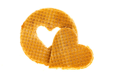 heart from dutch waffles isolated