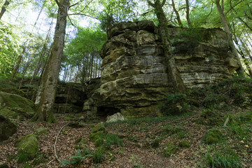 rocks and big stones in the forest of luxembourg