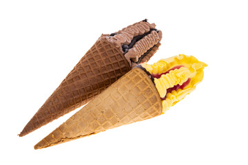 ice cream in waffle cone isolated