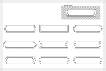 Cute and simple horizontal frame set (black line / white fill)