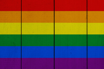 Wooden plank background in colors of LGBT flag