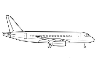 Fototapeta na wymiar Vector illustration of an airplane in profile in isolate on a white background. Passenger plane. Traveling.