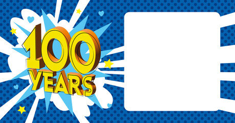 100 ans Carte Anniversaire BirthDay popart Bleu CC