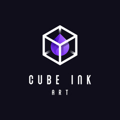 Fototapeta premium Cube Ink Art Logo