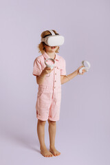 Child wearing virtual reality glasses.