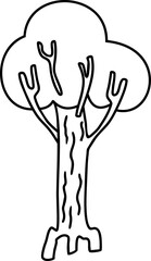 Coloring page with cartoon tree