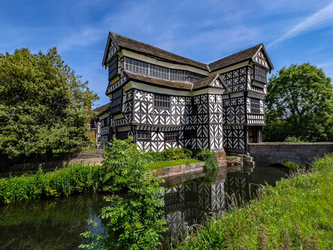 Little Moreton Hall, a 16th-century half-timbered Tudor Manor House near Congleton in Cheshire, northwest England. 