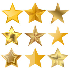 Set of different golden star icons