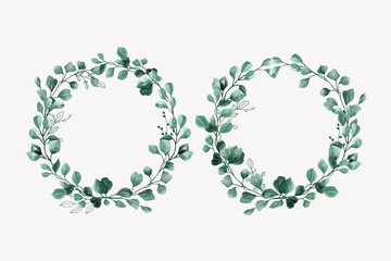 Watercolor Eucalyptus Wreath and background Design © lukasdedi
