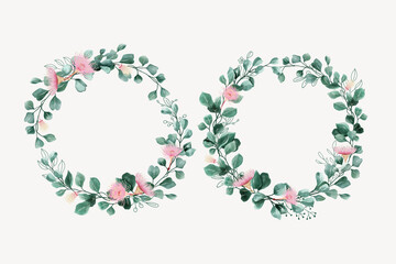 Watercolor Eucalyptus Wreath and background Design