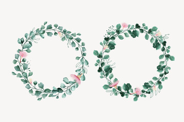 Watercolor Eucalyptus Wreath and background Design