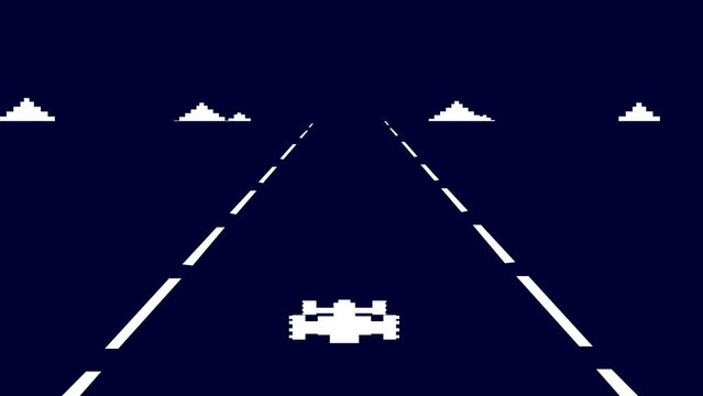 Racing car 8 bit old game stopped, play, arcade.