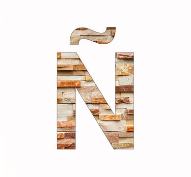 Alphabet letter Ñ - Marble blocks background