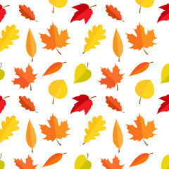 autumn pattern with simple colorful leaves