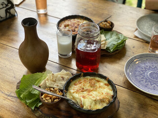 armenian traditional meal Rustic food wooden table