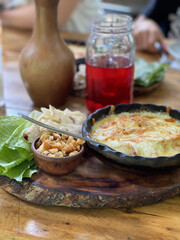 armenian traditional meal Rustic food wooden table