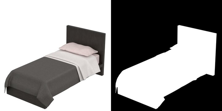 3D rendering illustration of a single bed