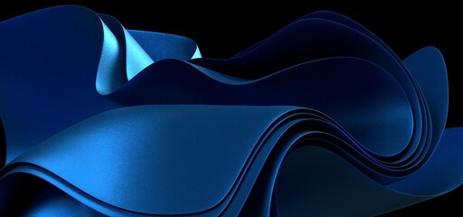 3D render abstract background of smooth lines of spline blue waves