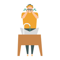 顔を洗う女性のイラスト