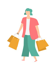 ショッピングする女性のイラスト