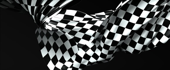 Checkered flag, race flag background 3d