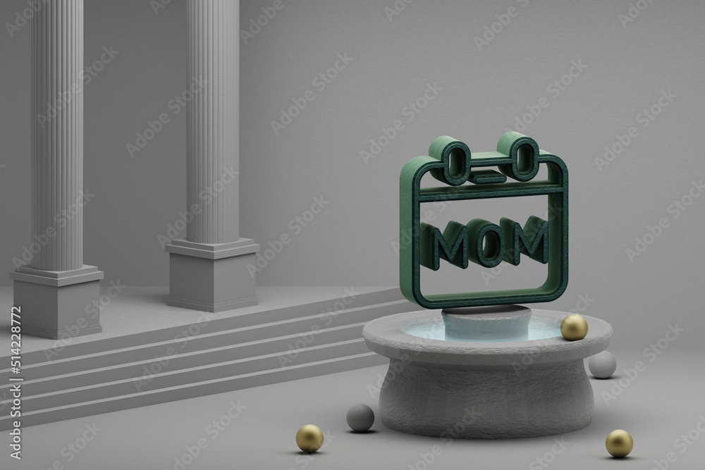 Aufkleber beautiful abstract illustrations green calendar with word mom symbol icon on a fountain and column b