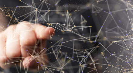 Concept of internet network. double exposure