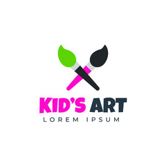 Kids painting logo design template