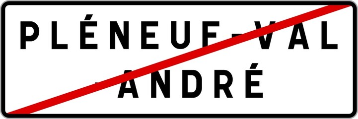 Panneau sortie ville agglomération Pléneuf-Val-André / Town exit sign Pléneuf-Val-André