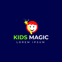 Kids magic logo design template