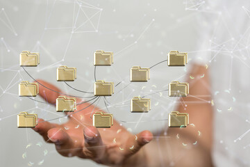 Cloud technology. Polygonal wireframe art looks like constellation