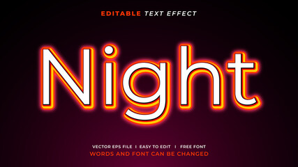 Night neon light editable text effect