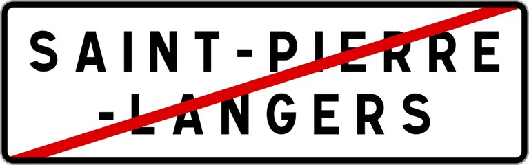 Panneau sortie ville agglomération Saint-Pierre-Langers / Town exit sign Saint-Pierre-Langers