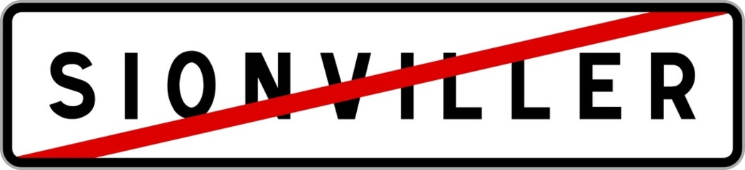 Obraz premium Panneau sortie ville agglomération Sionviller / Town exit sign Sionviller