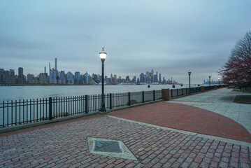 A walkway on the Hudson Overlooking the New York Skyline